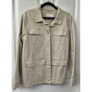Angel's Forever Young large NWT shacket light brown taupe long sleeve shirt